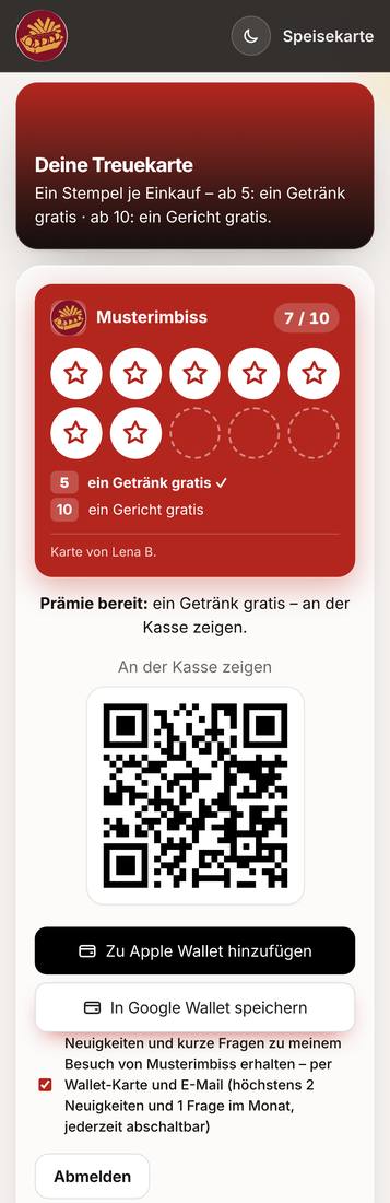 Digitale Treuekarte