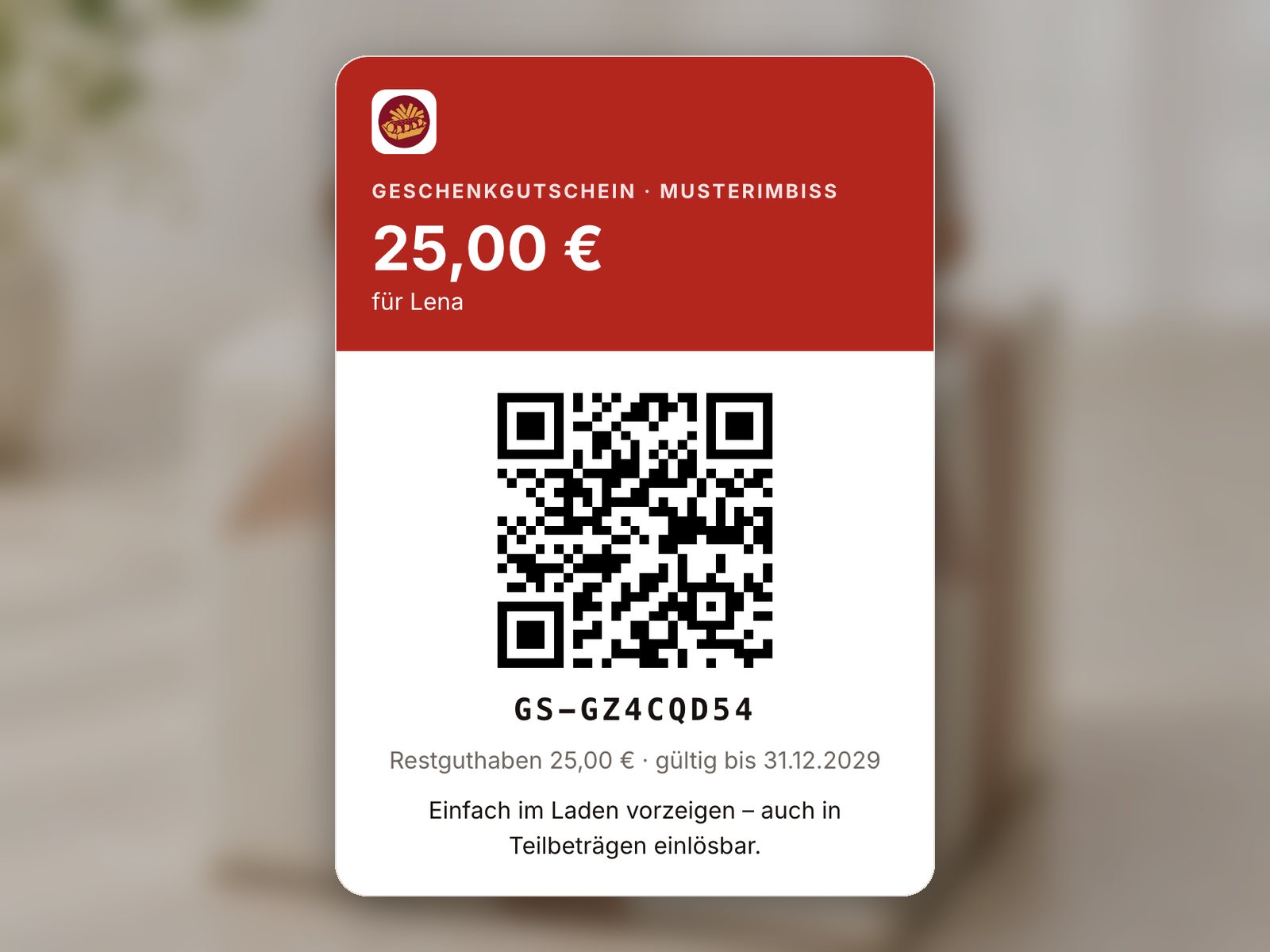 Digitaler Geschenkgutschein