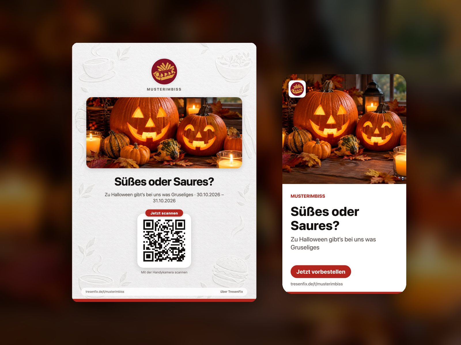 Kampagnenplakat zu Halloween mit QR-Code