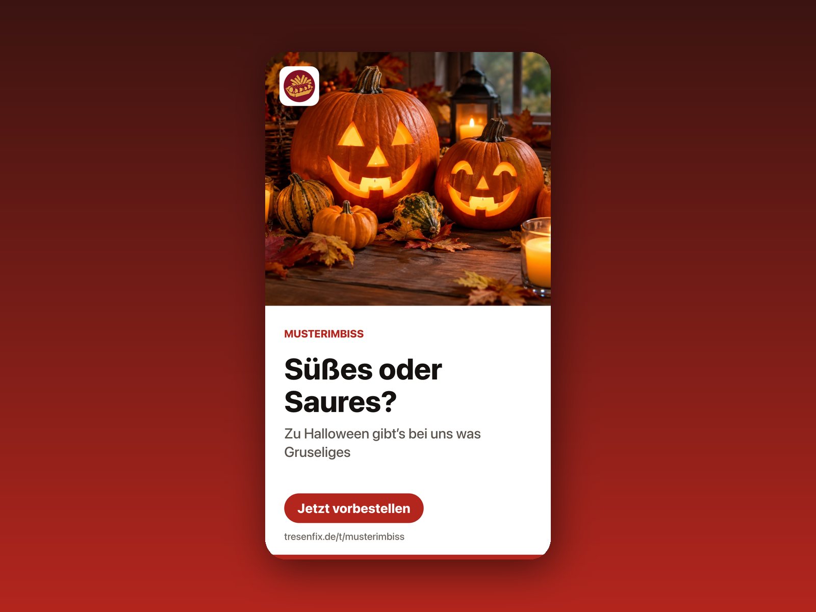 Fertiges Bild für Instagram-Story mit Logo und Bestell-Hinweis